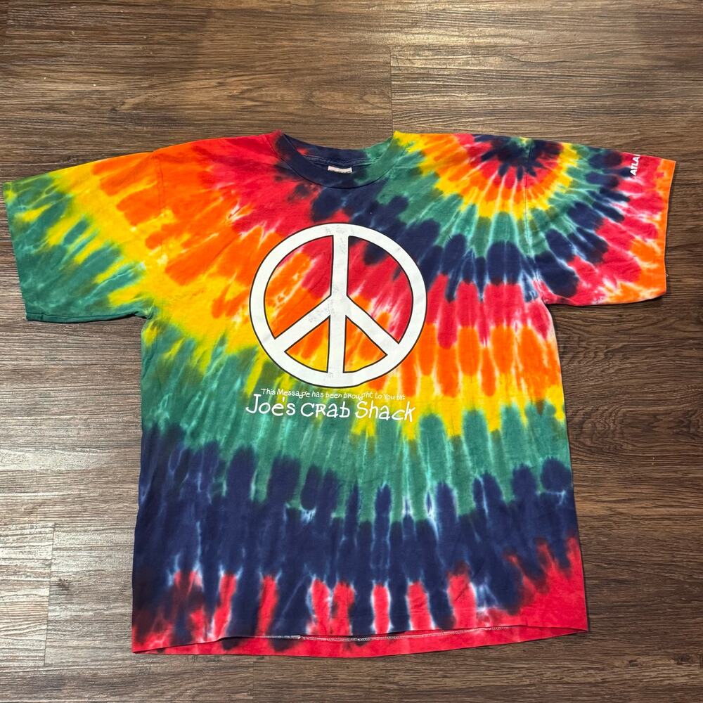 Vintage Joe’s Crab Shack Tie‎ Dye Peace Love Crabs T-Shirt XL USA